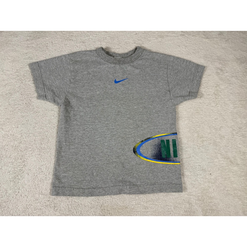 Nike T-Shirt Kids Large Gray Good Vintage Graphic Swoosh VT8907H/1238 Sporty Tee